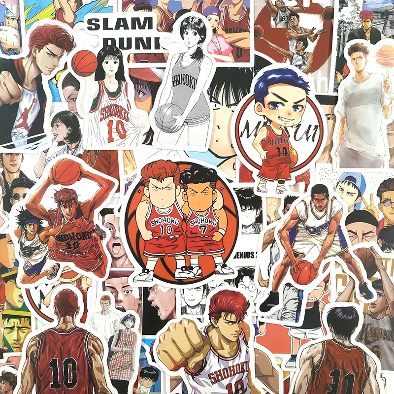 50 шт. SLAM DUNK наклейки аниме наклейки для скейтборда элементы стайлинга для ноутбука и автомобиля багаж водонепроницаемые наклейки для подарка
