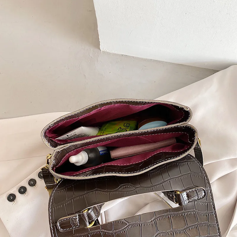 

Luxury Stone Pattern Pu Leather Crossbody Bags For Women 2020 New Elegant White Tote Bag Female Classic Flap Small Shoulder Bag