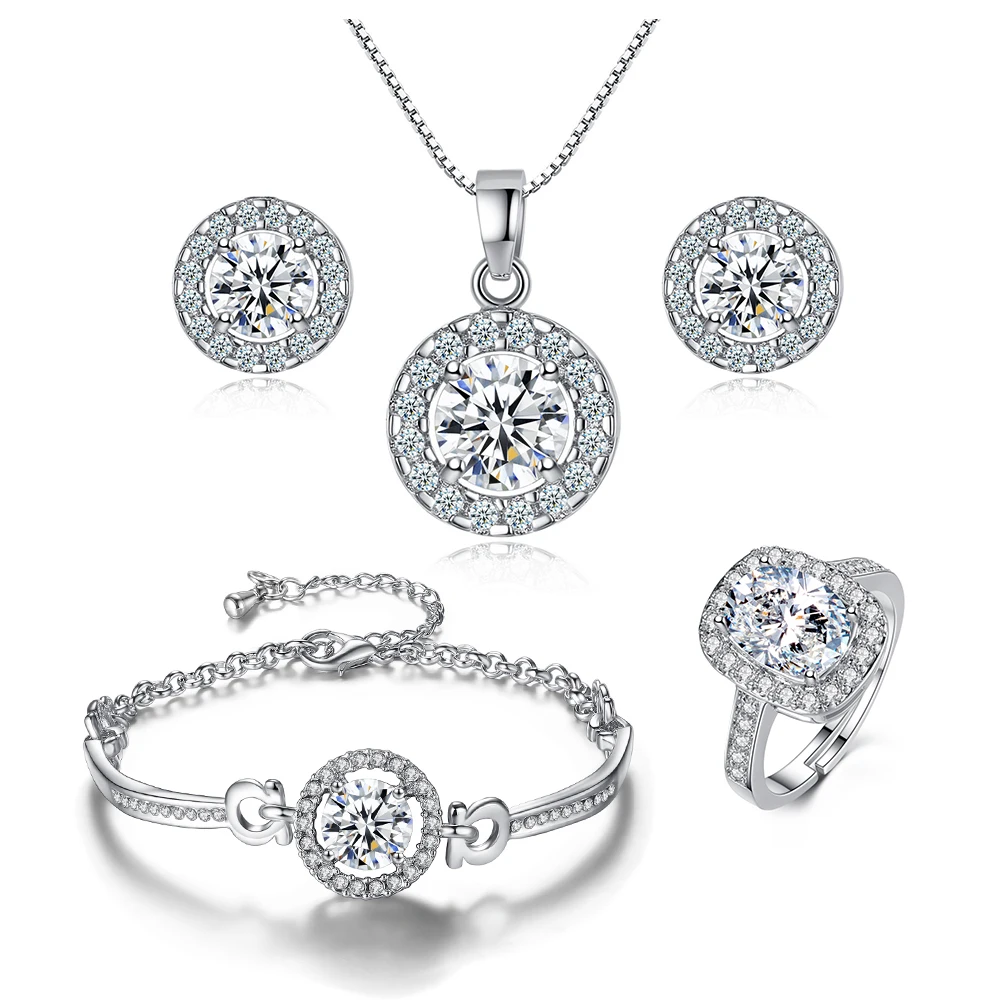 Набор женских ювелирных изделий со стразами с цирконом | Украшения и аксессуары