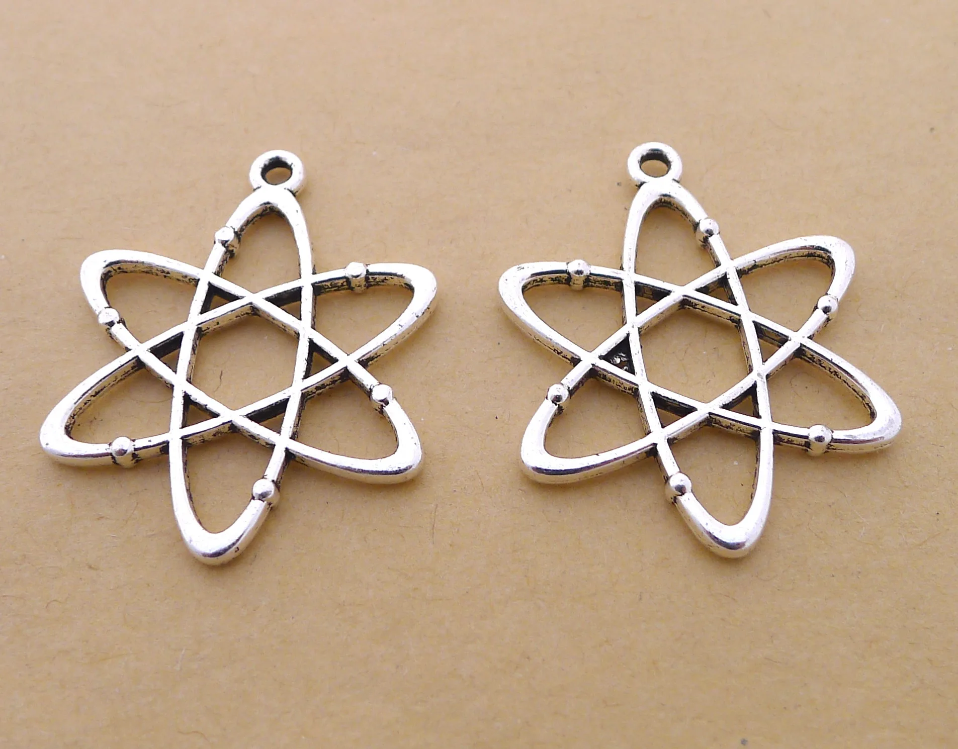 

Charm for making jewelry 5pcs 30x33mm antique silver color Flowers charms