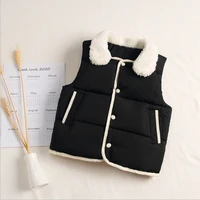 autumn and winter 2020 new childrens down cotton vest korean version boys and girls thickened warm cotton vest baby black coats