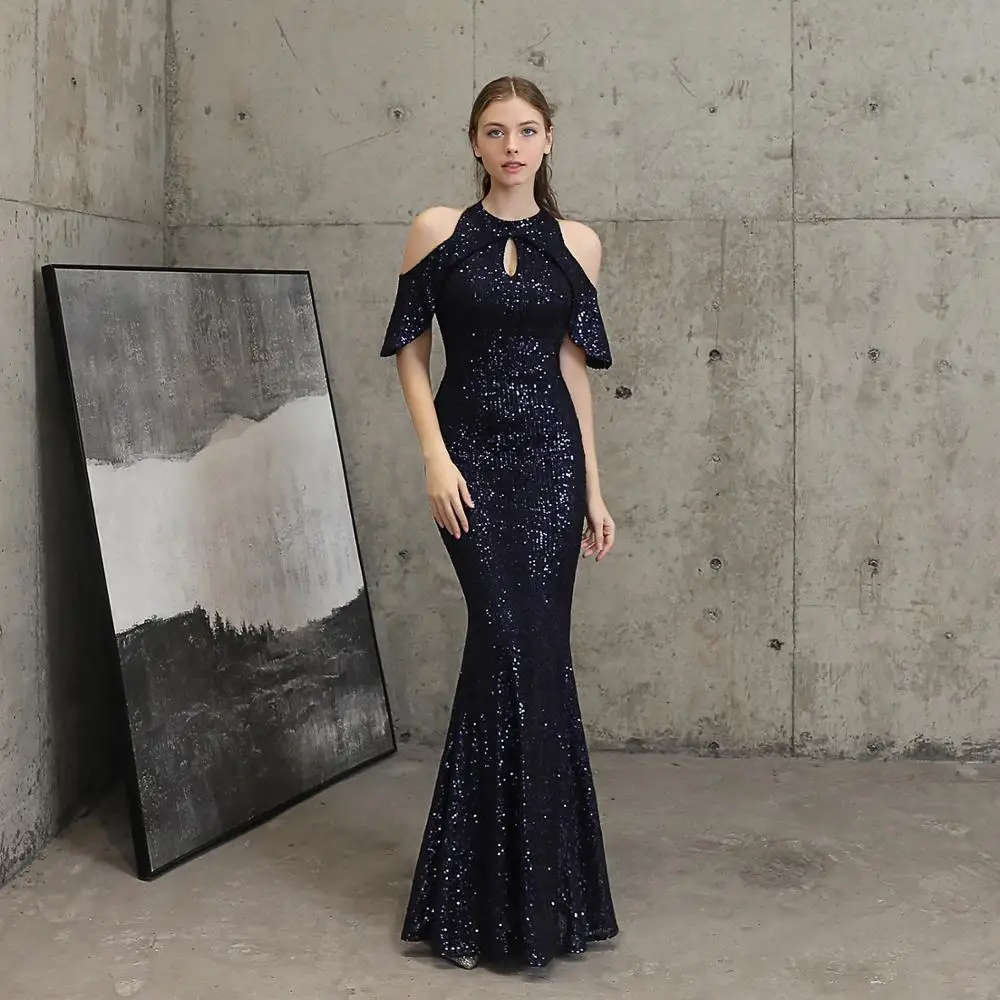 

Pink Wine 2019 Summer O-Neck Open Shouder Trumpet/Mermaid Dress New Noble Lace Shining Rhinestone Banquet Party Long Dress