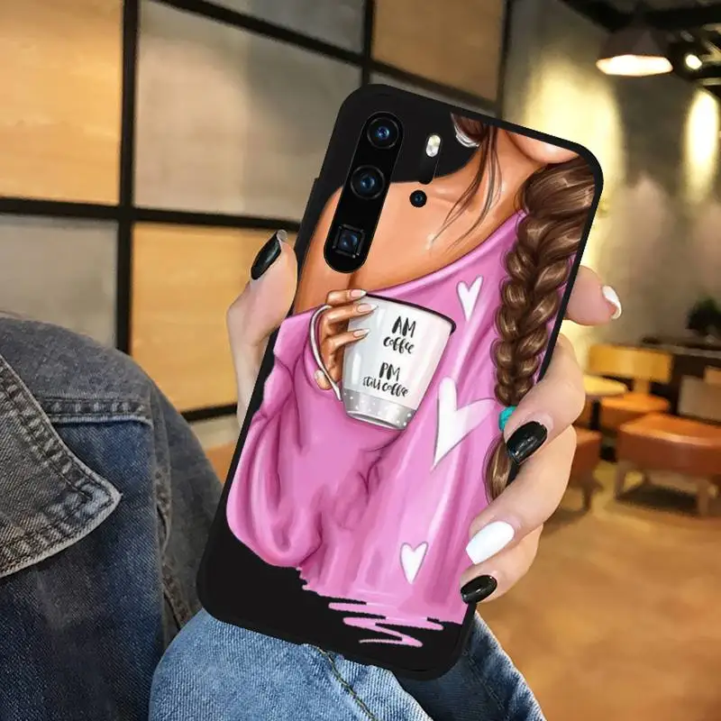 

Fashion High heels Girl Flower Phone Case Funda For Huawei P9 P10 P20 P30 Lite 2016 2017 2019 plus pro P smart