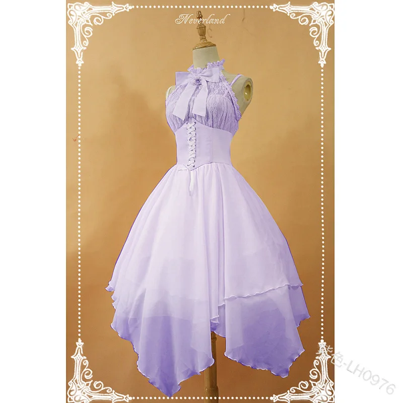 

Sexy Halter Sleeveless Party Dresses Women Pleated Chiffon Dress 2020 Summer kawaii girl gothic lolita Plus size vintage dress
