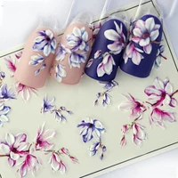 dingxue 3d acrylic engraved flower nail sticker embossed fesh flower water decals empaistic nail water slide decals z0340