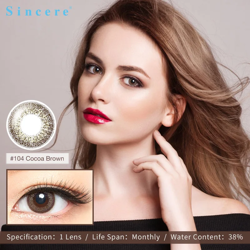 

Sincere-vision 1pcs/box Contact Lenses Annually brown Soft for Eyes big pupil Contact Lens Myopia Prescription degree