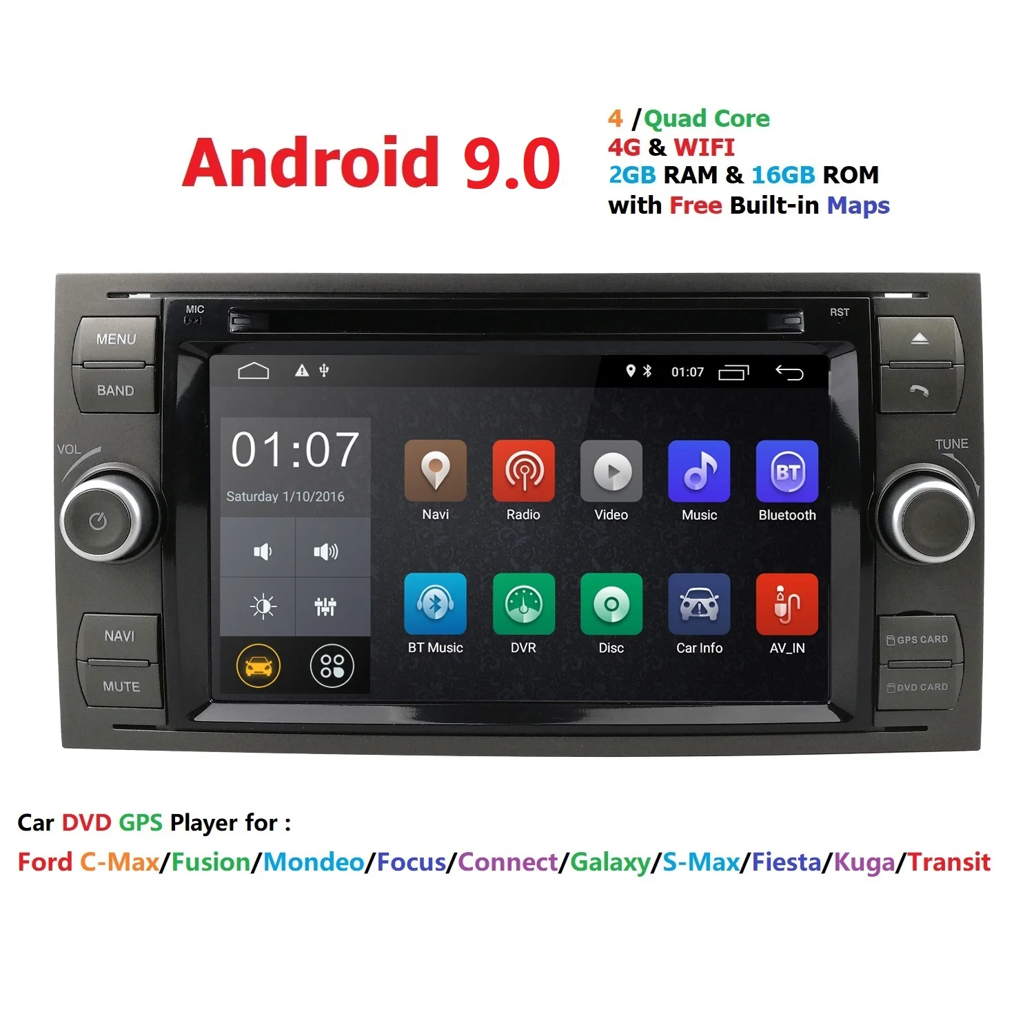 Android 9 0 черный серебристый автомобильный dvd плеер Авторадио аудио для Ford Focus 2 3 Mondeo