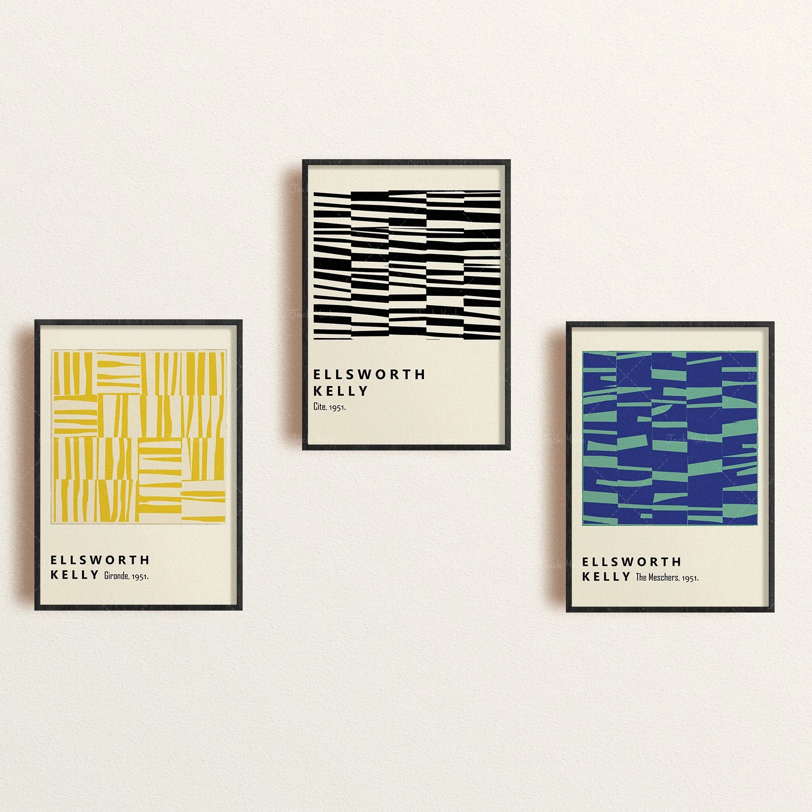 Ellsworth Kelly Art набор из трех принтов в стиле середины века плакатов бохо.