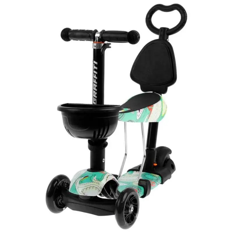 Самокат детский SCOOTER 5 в 1 колеса световые PU цвет бирюзовый 1738605|Самокаты| |