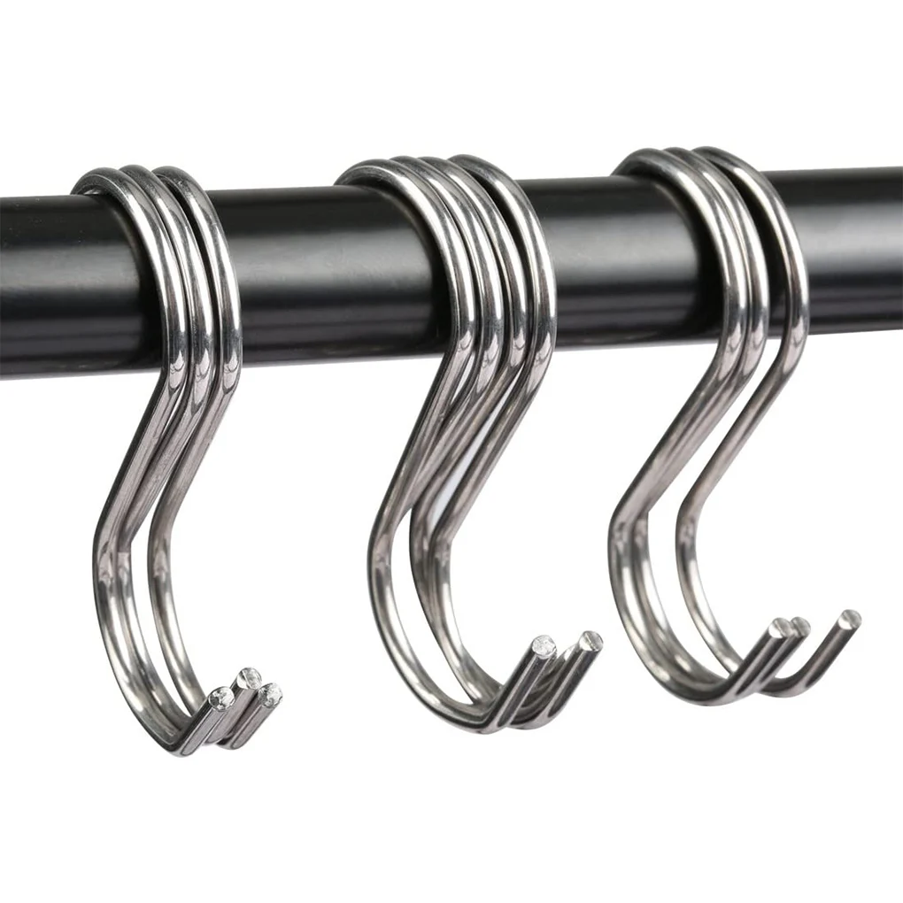 

10Pcs Stainless Steel S-hooks Pot Pan Storage Hanging Hanger Household Wardrobe Kitchen Pot Hook Hanging Storage Hook