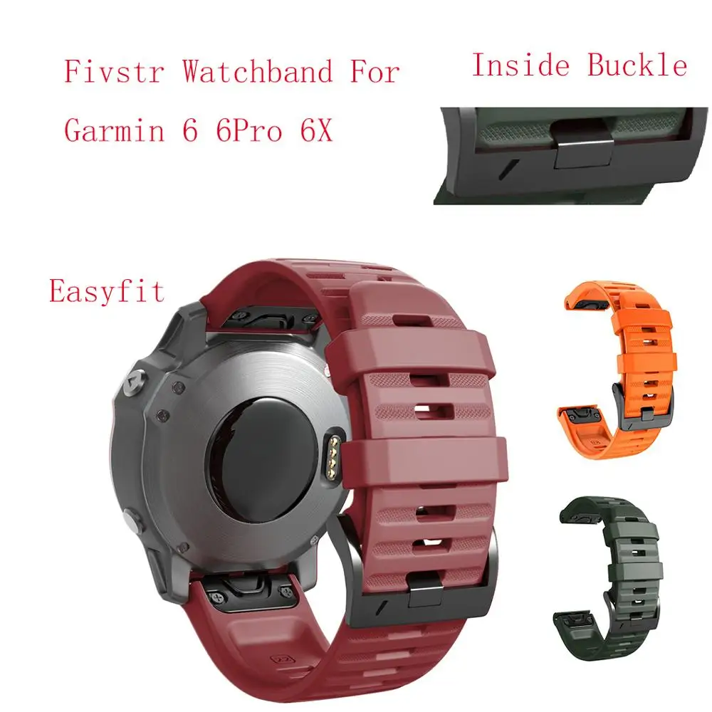

Силиконовый ремешок Fivstr 22, 26 мм, легко регулируемый ремешок для часов Garmin Fenix6X, 6, 6Pro, быстросъемный ремешок для часов Fenix 6X