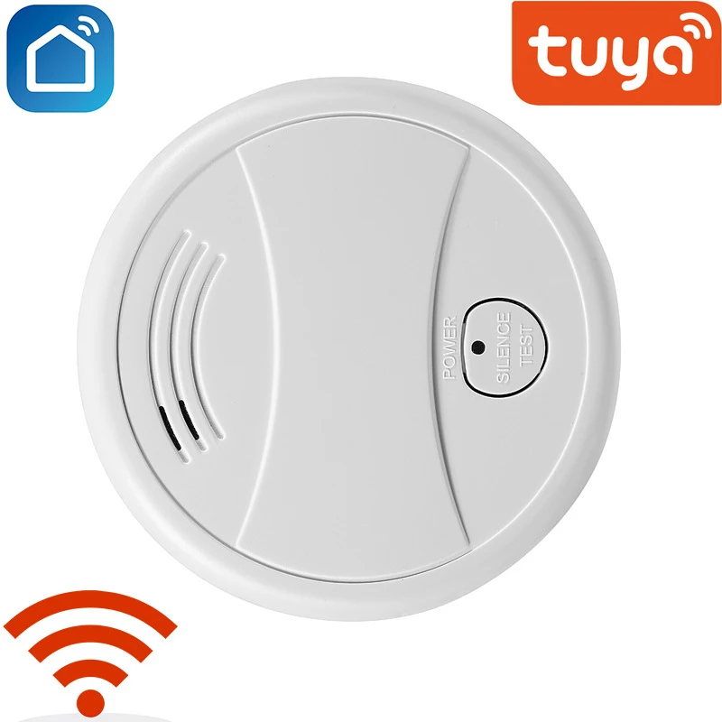 

Смарт-датчик дыма Tuya, Wi-Fi детектор дыма, 80 дБ, с сигнализацией