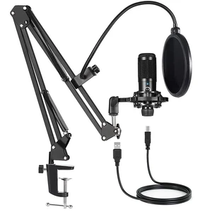 usb computer condenser microphone kit with adjustable scissor arm stand for pc youtube video gaming streams studio free global shipping
