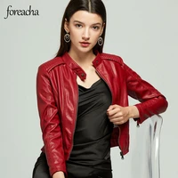 foreacha stand up collar zipper long sleeved autumn women coat red slim plus size pu women leather jacket %d0%ba%d0%be%d1%81%d1%83%d1%85%d0%b0 %d0%b6%d0%b5%d0%bd%d1%81%d0%ba%d0%b0%d1%8f