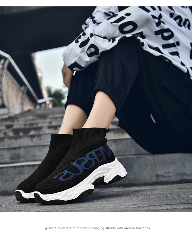 NIKEZI/женские зимние теплые ботинки с Плюшевым Мехом; высокие носки без шнуровки; прогулочные вязаные кроссовки на высокой танкетке; кроссовки в сеточку для спортзала
