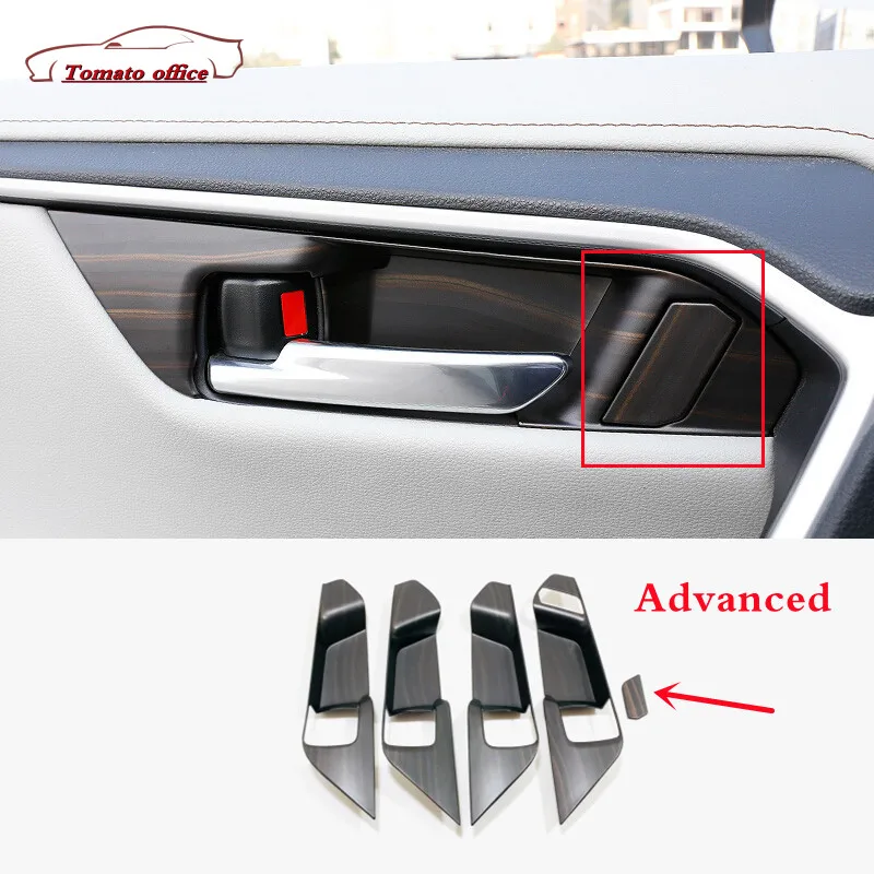

ABS Wood grain Car Styling Inner Door Handle Bowl Covers Trims Stickers Decoration For Toyota RAV4 XA50 2019-2021 Accessories
