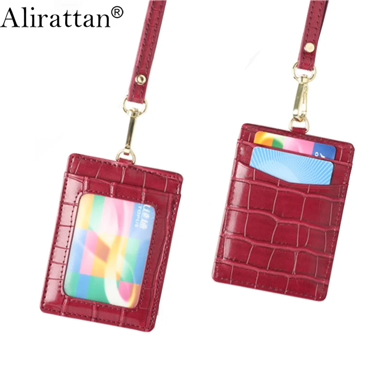Alirattan крокодиловый кожаный шнурок ID держатель для карт высокого качества Страус