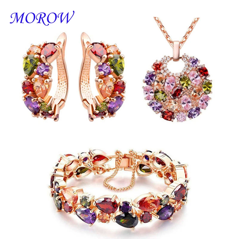 Женский браслет с кристаллами и цирконием MOROW Модный классический комплект