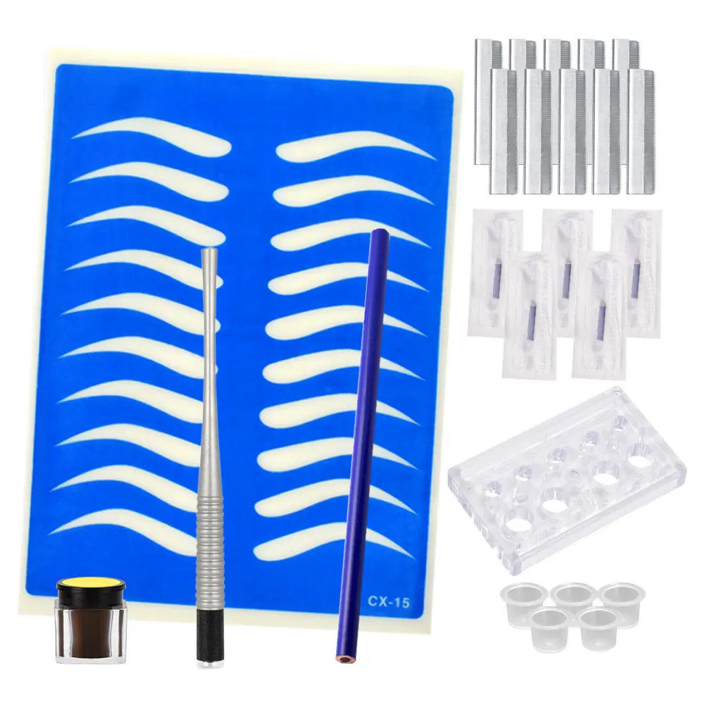 

Eyebrow Microblading Kit Micro Needling Pen Set With Needle Blade Eyebrow Pigment Practice Skin For Eyebrow Tattoo Permanet Make