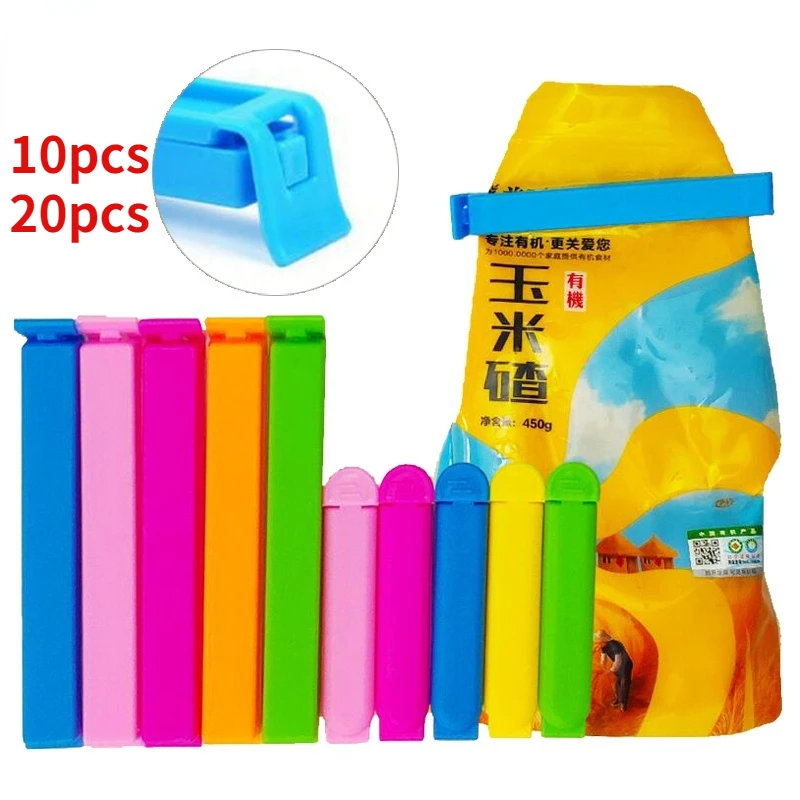 

20Pcs/10Pcs Portable New Kitchen Storage Food Snack Seal Sealing Bag Clips Sealer Clamp Plastic Tool Kitchen Accessories