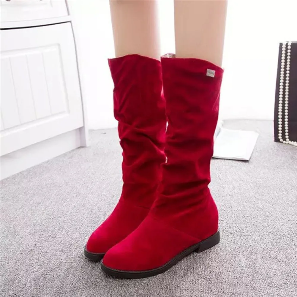 2019 г. Новые женские модные ботинки Осенняя обувь однотонные до середины голени на