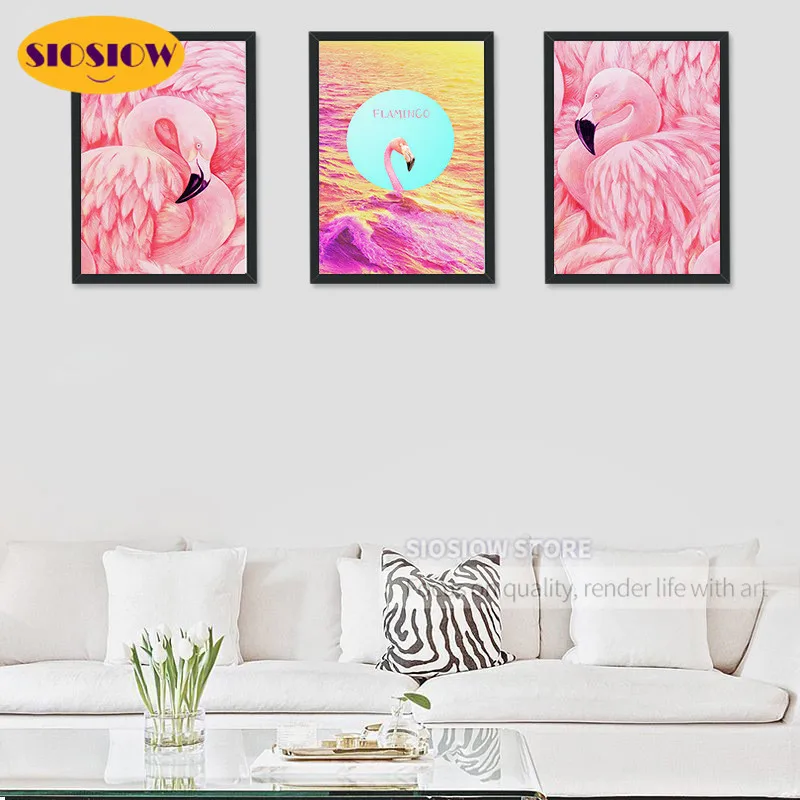 Картины с Фламинго 5d сделай сам алмазная картина Триптих кристалл Полная работа
