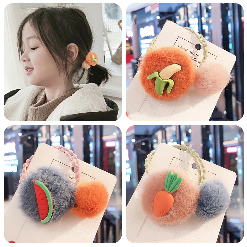 Новинка Детские милые резинки для волос с бананом арбузом морковкой ананасом