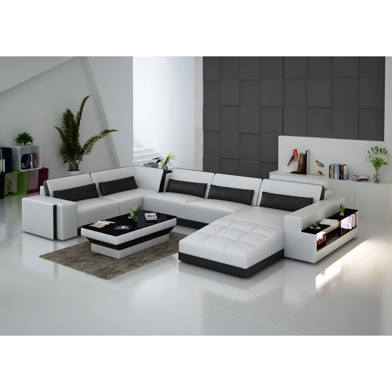 Простой дизайн конкурентоспособная цена мебель для гостиной угловой кожаный