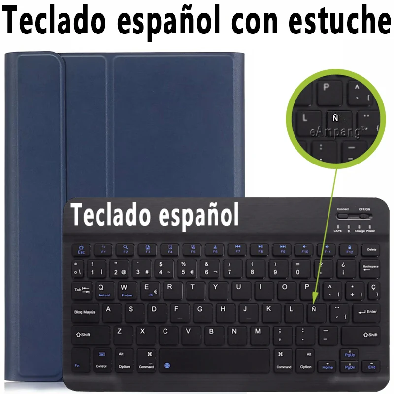 Spanish Keyboard Чехол для samsung Galaxy Tab S6 10,5, чехол для клавиатуры T860 T865, чехол для SM-T860, русская, испанская, английская, Bluetooth клавиатура, чехол - Цвет: Spanish Keyboard