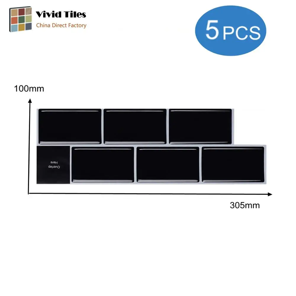 Яркие плитки классические черные обои водонепроницаемый кухонный Декор