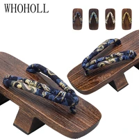 whoholl wooden clogs slippers chinese style cosplay costumes two teeth japanese geta men slippers flip flops platform slippers