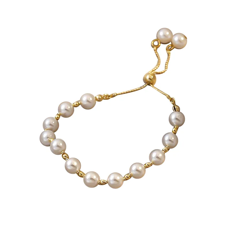 

Elegant Gold Artificial Pearl Charm Bracelets For Woman 2021 New Korean Fashion Jewelry Party Girl's Sweet Accessories