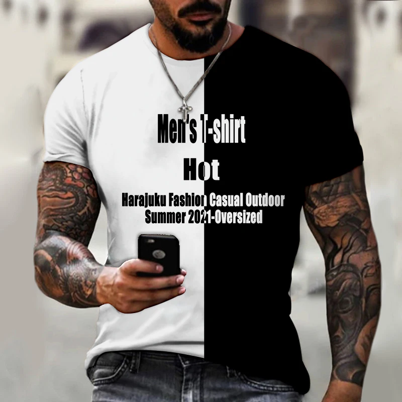 

Мужская футболка с круглым вырезом, Повседневная летняя футболка с коротким рукавом, с 3D-принтом, в стиле Харадзюку, в стиле хип-хоп, 2021