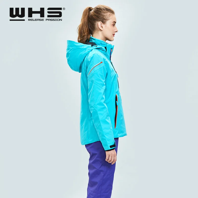 WHS Для женщин лыжные куртки зима теплая уличная куртка для снежной погоды пальто женские водонепроницаемые куртка для снежной погоды Женская дышащая спортивная одежда голубой и серый цвет качественоя куртка