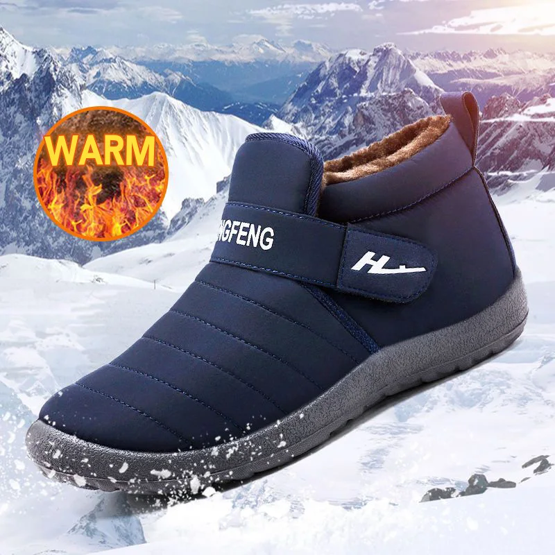 WEH Men Boots Warm 2021 trending Snow Couple Winter Shoes women Comfortable Outdoor work shoes sneakers black | Обувь
