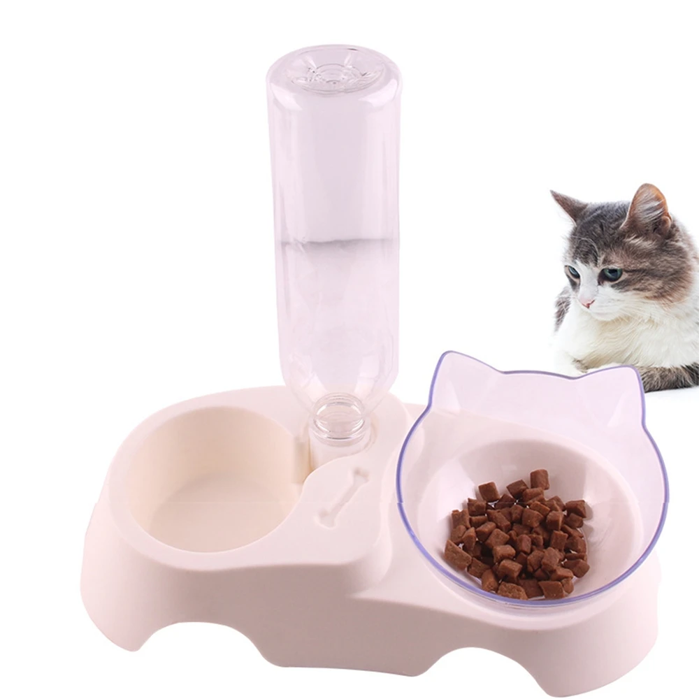 

Non-slip Cat Double Bowl Protect Cervical Pet Feeder Raised Stand Cats Automatic Drinking Water Dispenser Kitten Feeding Bowls