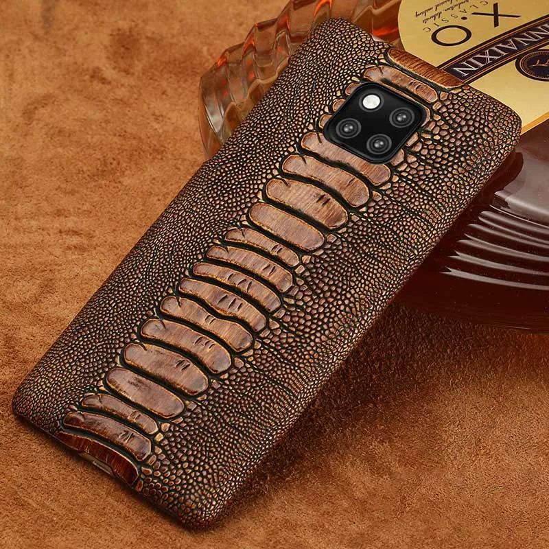 Brown Чехлы для телефонов huawei P10 P20 P30 Lite mate 9 10 20 lite Pro Case Ostrich Foot текстурированное покрытие для Honor 8X9 10 V20 P Smart case - Цвет: Brown