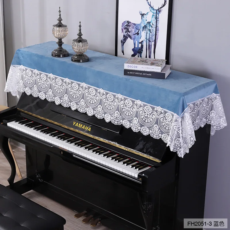 Modern Simple 90*220cm Piano Cover Half Cover New Piano Towel with High End Velvet Lace Dust Hom Decoration