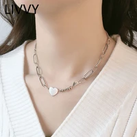 livvy minimalist silver color love heart shape necklace charm women trendy jewelry party accessories gifts