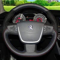 vogue interior hand sewing leather steering wheel cover fit for peugeot 3008 2008 4008 5008 301 308 408 508 car accessories