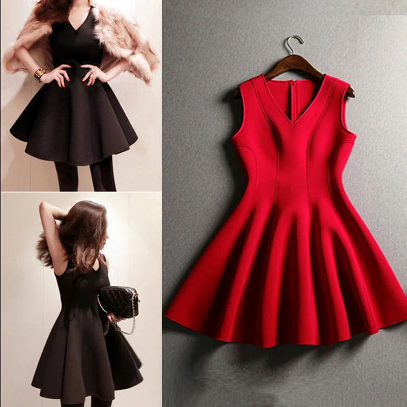 Женское облегающее платье без рукавов Hepburn черное красное эластичное