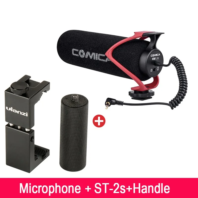 mic with st2s handle Comica на камеру микрофон направленный Конденсатор Запись дробовик видео микрофон для iPhone Canon DSLR VS Rode Videomicro - Цвет: mic with st2s handle