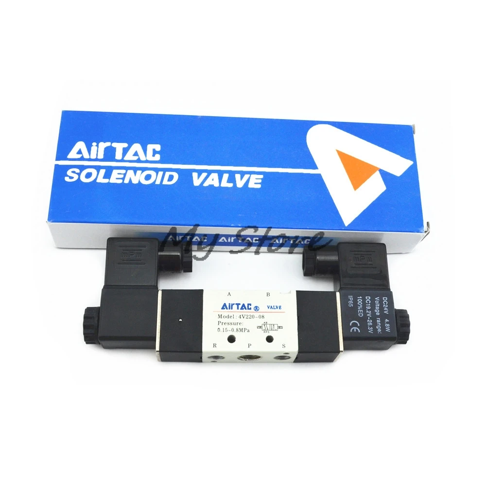 AIRTAC 4V220-08 5 Путь 2 Позиция 1/" Пневматический электромагнитный клапан DC12V DC24V AC110V AC220V
