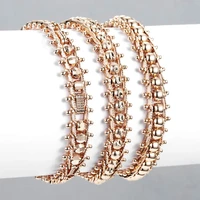 585 rose gold color bracelet bangle for women girl hammered centipede carved beads ball chain wristband bracelet jewelry dcbm03