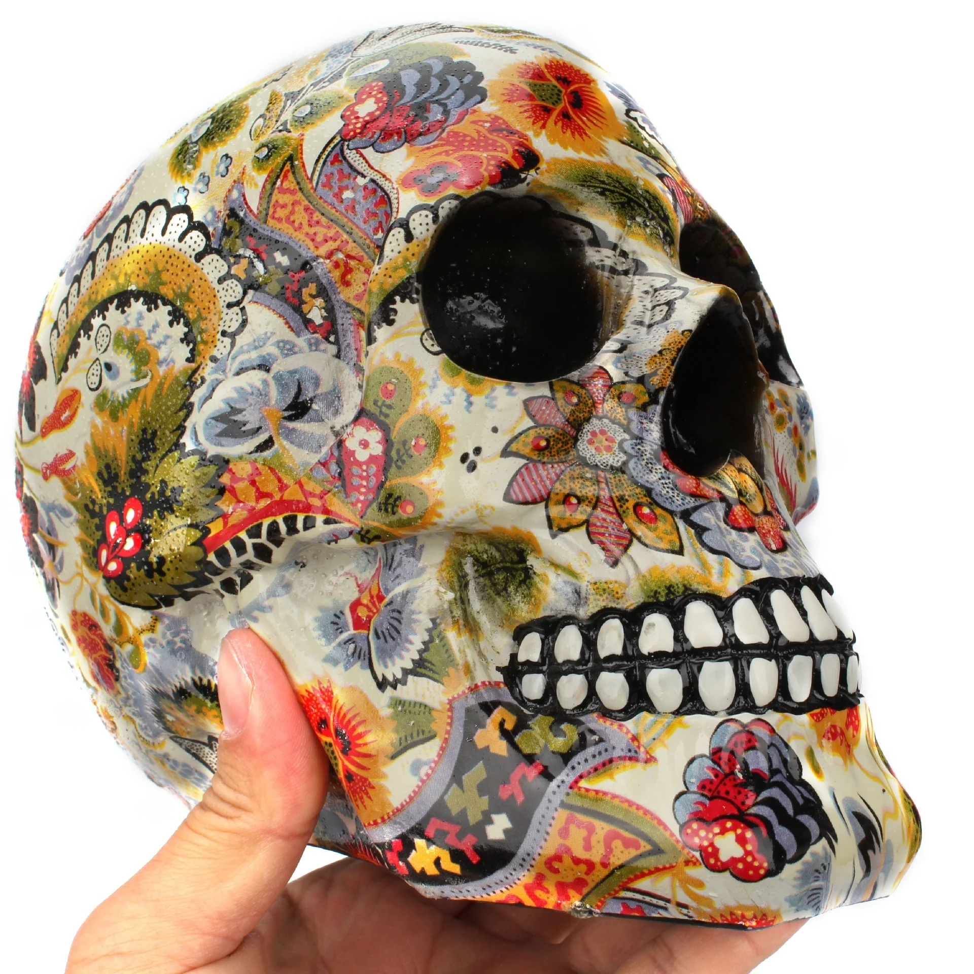 

Fashion color water transfer resin ornament Skull ornament