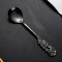 new 304 stainless steel rose coffee spoon stirring spoon teaspoon long handle tea spoon dessert spoon kitchen tableware dropship