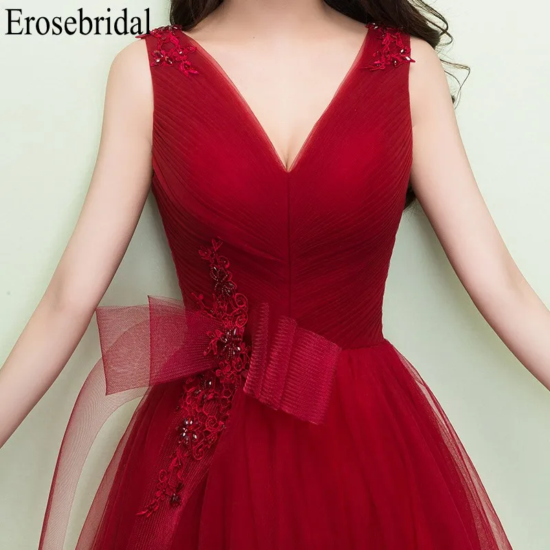Erosebridal Красное Длинное Элегантное вечернее платье вечерние платья с v образным