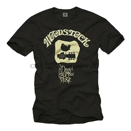 Винтажная музыкальная Мужская футболка с Woodstock Guitar-мужская рубашка в стиле хиппи