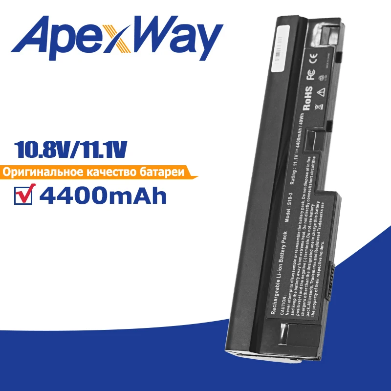 Apexway 4400 mAh Laptop Battery for Lenovo IdeaPad S100 S10-3 S205 S110 U160 S100c S205s U165 L09C3Z14 L09S6Y14 L09M6Y14 6Cells