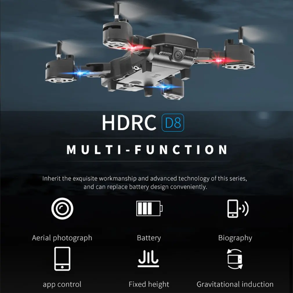 D8 4-CH складной Дрон HD RC вертолет с светильник 6 осей гироскоп фиксированная высокого складной жест Камера дистанционного Управление самолет 30W